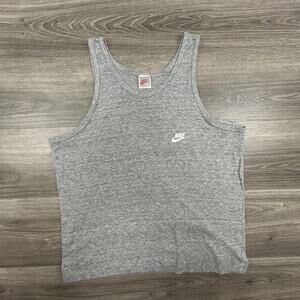 Vintage 80s Nike Tank Top Shirt Mens Large Gray Athletic Swoosh Logo Made USA
